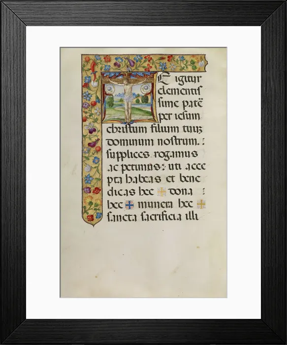 Framed Print : Initial T: The Crucifixion, about 1520. Creator: Matteo da Milano Framed Print : Initial T: The Crucifixion, about 1520. Creator: Matteo da Milano