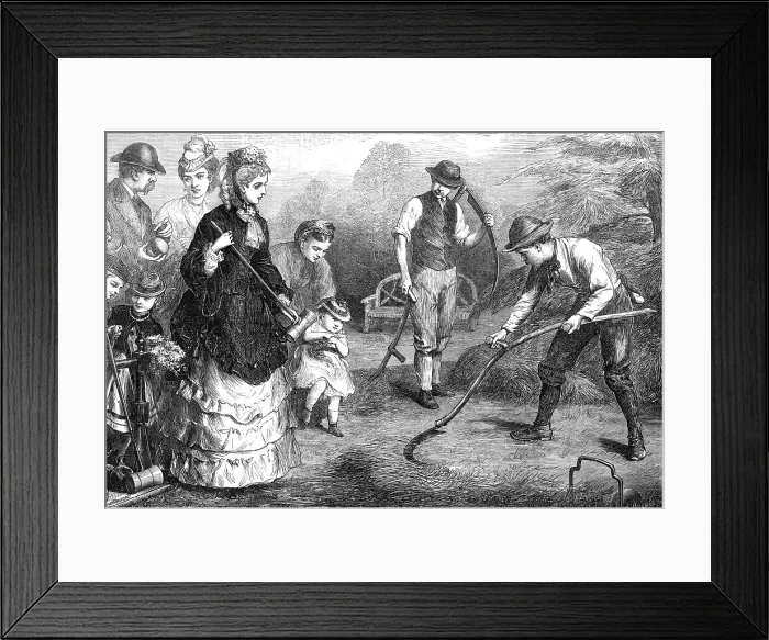 Framed Print : Preparing for croquet, 1871. Creator: Unknown Framed Print : Preparing for croquet, 1871. Creator: Unknown