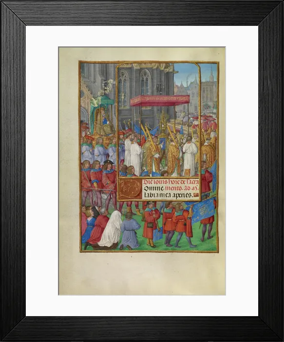 Framed Print : Procession for Corpus Christi; Spinola Hours, about 1510-1520. Creator: Master of James IV of Scotland