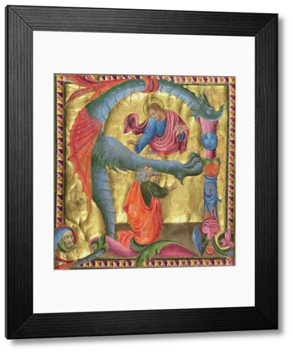 Framed Print : Initial A: Christ Appearing to David, about 1440. Creator: Giovanni di Paolo Framed Print : Initial A: Christ Appearing to David, about 1440. Creator: Giovanni di Paolo