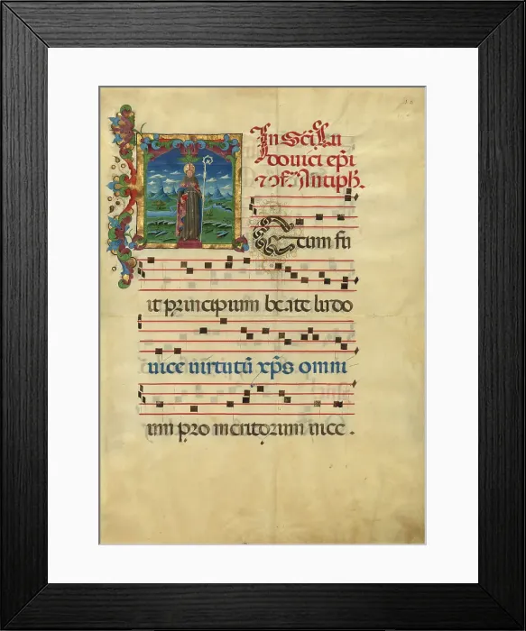 Framed Print : Initial T: Saint Louis of Toulouse, about 1453-1463. Creator: Franco dei Russi Framed Print : Initial T: Saint Louis of Toulouse, about 1453-1463. Creator: Franco dei Russi