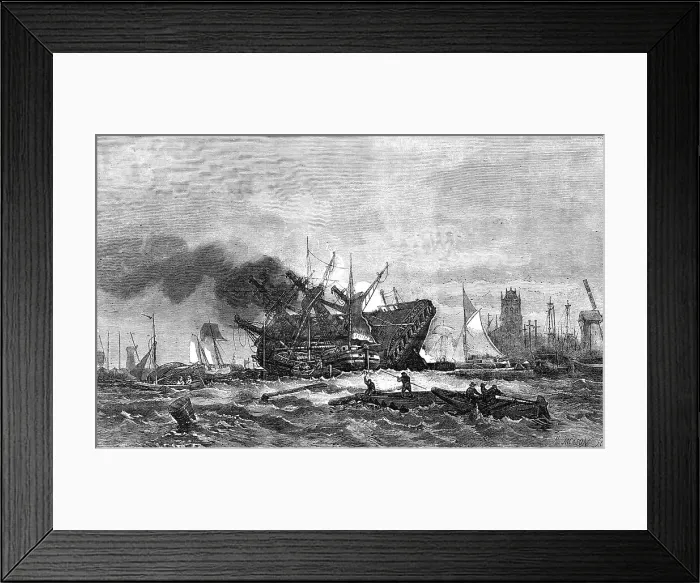 Framed Print : A Dutch East Indiaman Hove Down - painted by G. H. Andrews... 1856. Creator: Mason Jackson Framed Print : A Dutch East Indiaman Hove Down - painted by G. H. Andrews... 1856. Creator: Mason Jackson