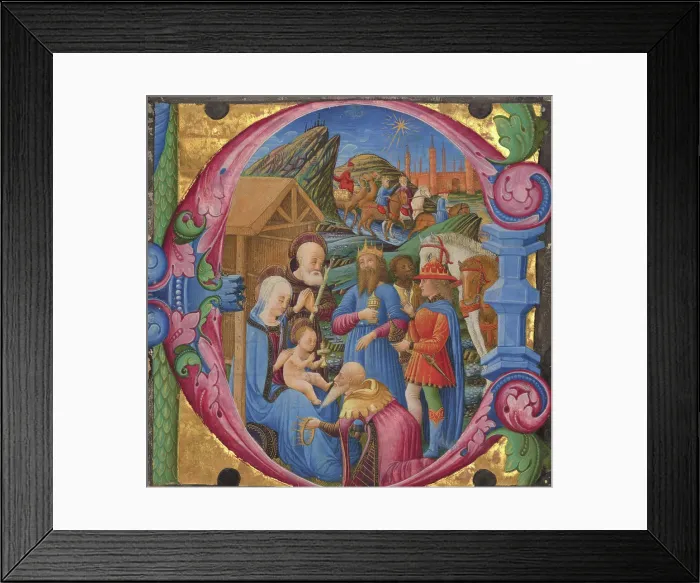 Framed Print : Initial E: The Adoration of the Magi, 1470s. Creator: Franco dei Russi Framed Print : Initial E: The Adoration of the Magi, 1470s. Creator: Franco dei Russi