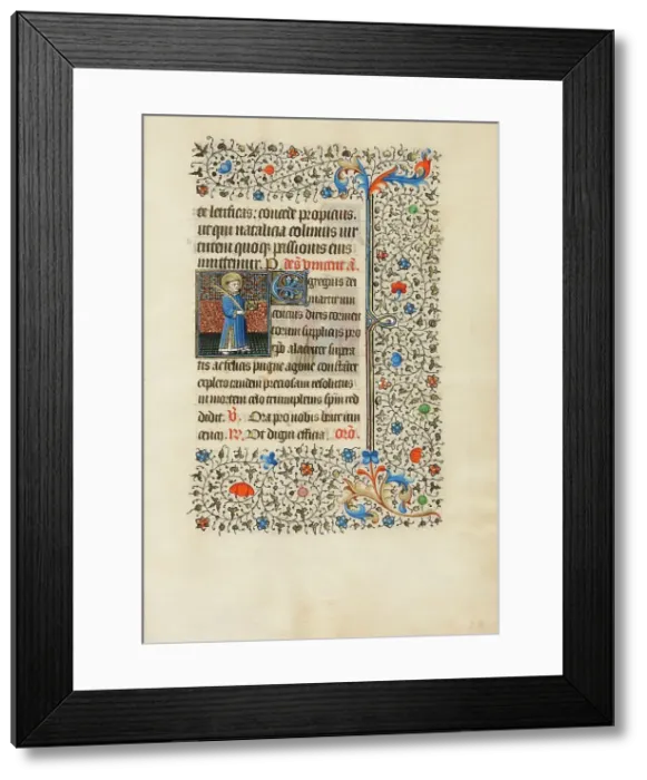 Framed Print : Saint Vincent with a Book and a Palm; Book of Hours, about 1440-1450. Creator: Workshop of the Bedford Master Framed Print : Saint Vincent with a Book and a Palm; Book of Hours, about 1440-1450. Creator: Workshop of the Bedford Master