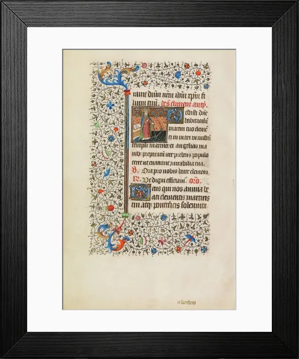 Framed Print : Saint Clement with an Anchor; Book of Hours, about 1440-1450. Creator: Workshop of the Bedford Master Framed Print : Saint Clement with an Anchor; Book of Hours, about 1440-1450. Creator: Workshop of the Bedford Master