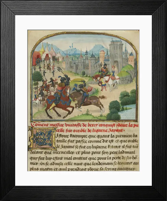 Framed Print : The Abduction of Ydoire, written 1463-1465; illuminated 1467-1472. Creators: Loyset Liedet, Pol Fruit Framed Print : The Abduction of Ydoire, written 1463-1465; illuminated 1467-1472. Creators: Loyset Liedet, Pol Fruit