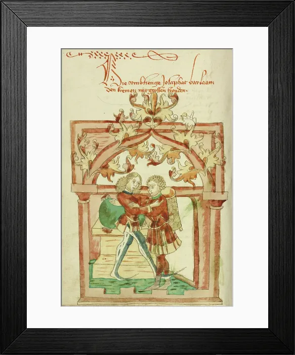 Framed Print : Josaphat and Barlaam Embracing, 1469. Creator: Unknown Framed Print : Josaphat and Barlaam Embracing, 1469. Creator: Unknown