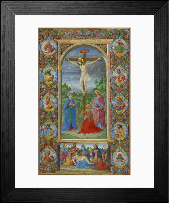 Framed Print : The Crucifixion; Poncher Hours, 1484-1492. Creator: Giuliano Amedei Framed Print : The Crucifixion; Poncher Hours, 1484-1492. Creator: Giuliano Amedei