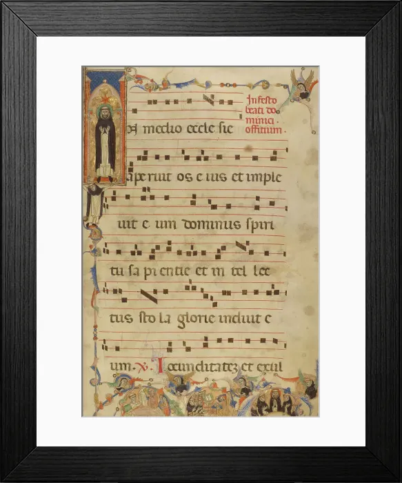 Framed Print : Initial I: Saint Dominic Enshrined; Gradual - History of the Dominican Order, about 1270. Creator: Jacobellus of Salerno Framed Print : Initial I: Saint Dominic Enshrined; Gradual - History of the Dominican Order, about 1270. Creator: Jacobellus of Salerno