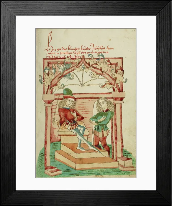 Framed Print : The Brother of King Avenir Speaking with Josaphat, 1469. Creator: Unknown Framed Print : The Brother of King Avenir Speaking with Josaphat, 1469. Creator: Unknown