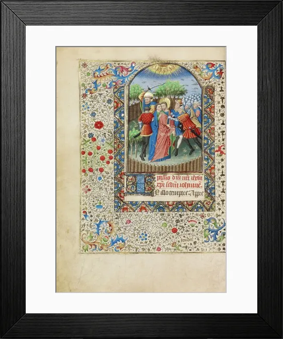 Framed Print : The Betrayal of Christ; Book of Hours, about 1440-1450. Creator: Workshop of the Bedford Master Framed Print : The Betrayal of Christ; Book of Hours, about 1440-1450. Creator: Workshop of the Bedford Master