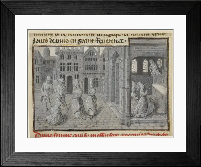 Framed Print : Miniature from The Miracles of Our Lady, about 1460. Creators: Lieven van Lathem, Jean Mielot Framed Print : Miniature from The Miracles of Our Lady, about 1460. Creators: Lieven van Lathem, Jean Mielot