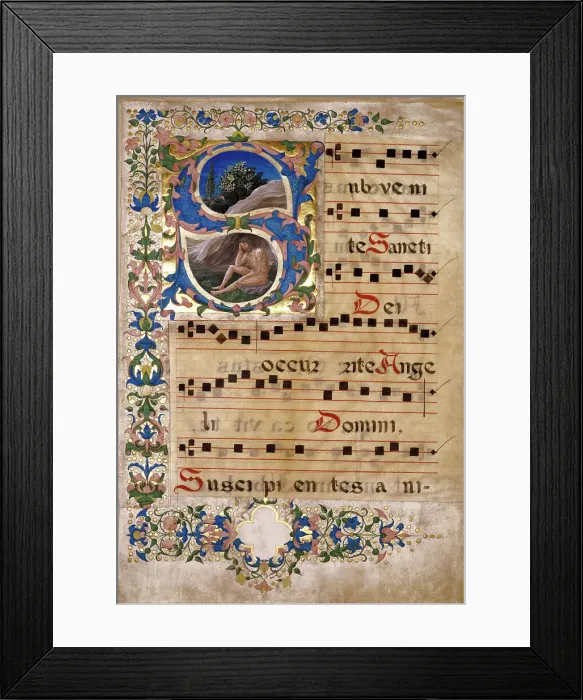 Framed Print : Initial S: Job, cutting from a choir book, third quarter of 15th century. Creator: Francesco di Antonio del Chierico Framed Print : Initial S: Job, cutting from a choir book, third quarter of 15th century. Creator: Francesco di Antonio del Chierico