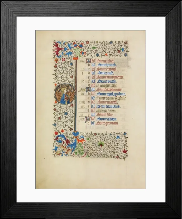 Framed Print : July Calendar Page: Mary Magdalene; Book of Hours, about 1440-1450. Creator: Workshop of the Bedford Master Framed Print : July Calendar Page: Mary Magdalene; Book of Hours, about 1440-1450. Creator: Workshop of the Bedford Master