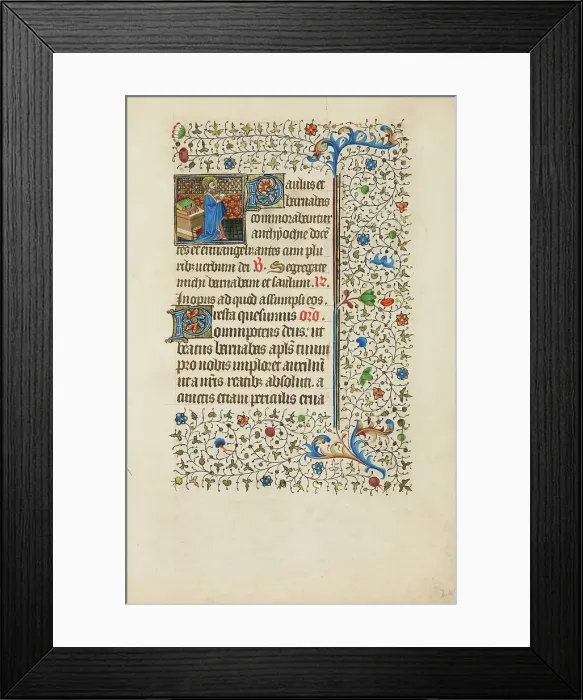 Framed Print : Saint Barnabas Reading from a Book; Book of Hours, about 1440-1450. Creator: Workshop of the Bedford Master Framed Print : Saint Barnabas Reading from a Book; Book of Hours, about 1440-1450. Creator: Workshop of the Bedford Master