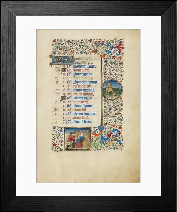 Framed Print : July Calendar Page: Reaping: Leo; Book of Hours, about 1440-1450. Creator: Workshop of the Bedford Master Framed Print : July Calendar Page: Reaping: Leo; Book of Hours, about 1440-1450. Creator: Workshop of the Bedford Master