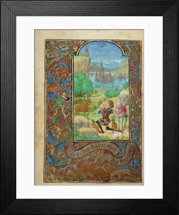 Framed Print : Saint Hubert; Prayer Book of Charles the Bold, 1469. Creator: Lieven van Lathem Framed Print : Saint Hubert; Prayer Book of Charles the Bold, 1469. Creator: Lieven van Lathem