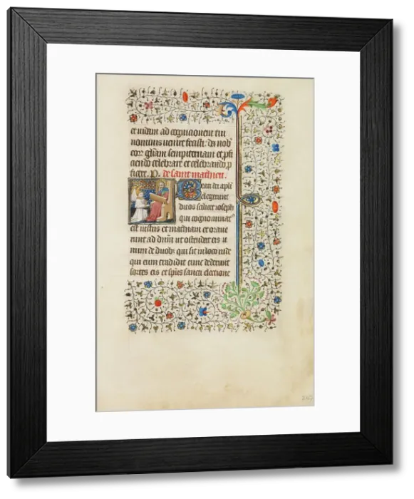 Framed Print : Saint Matthew Seated; Book of Hours, about 1440-1450. Creator: Workshop of the Bedford Master Framed Print : Saint Matthew Seated; Book of Hours, about 1440-1450. Creator: Workshop of the Bedford Master