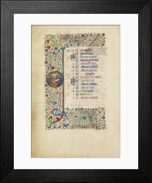 Framed Print : June Calendar Page: Saint John the Baptist; Book of Hours, about 1440-1450. Creator: Workshop of the Bedford Master Framed Print : June Calendar Page: Saint John the Baptist; Book of Hours, about 1440-1450. Creator: Workshop of the Bedford Master