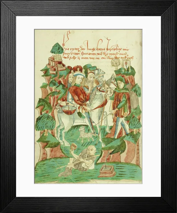 Framed Print : Josaphat Meeting a Blind Man and a Beggar, 1469. Creator: Unknown Framed Print : Josaphat Meeting a Blind Man and a Beggar, 1469. Creator: Unknown