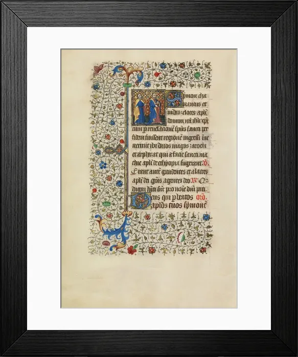 Framed Print : Saints Simon and Judas with a Cross and a Book; Book of Hours, about 1440-1450. Creator: Workshop of the Bedford Master Framed Print : Saints Simon and Judas with a Cross and a Book; Book of Hours, about 1440-1450. Creator: Workshop of the Bedford Master