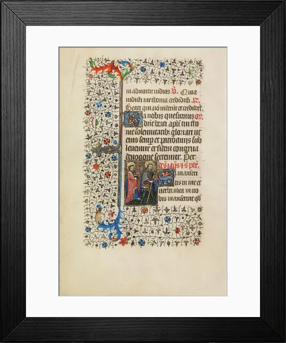 Framed Print : Saint Philip with an Axe and Saint James as a Pilgrim; Book of Hours, about 1440-1450. Creator: Workshop of the Bedford Master Framed Print : Saint Philip with an Axe and Saint James as a Pilgrim; Book of Hours, about 1440-1450. Creator: Workshop of the Bedford Master