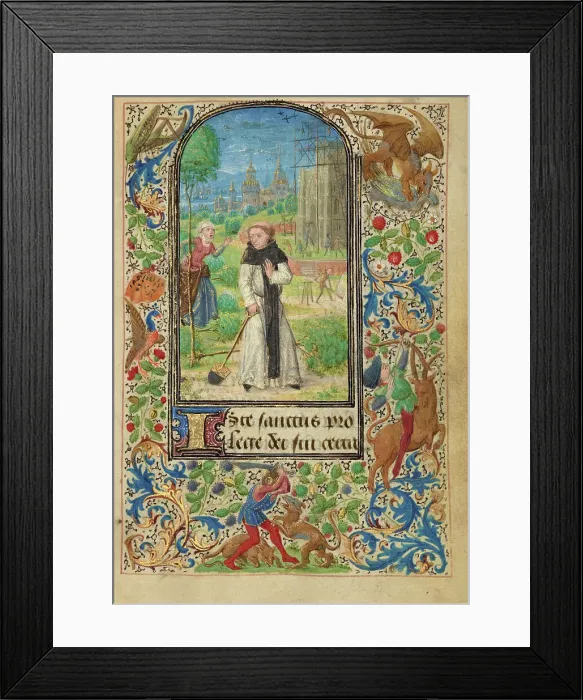 Framed Print : Saint Fiacre and Houpdee; Prayer Book of Charles the Bold, 1469. Creator: Lieven van Lathem Framed Print : Saint Fiacre and Houpdee; Prayer Book of Charles the Bold, 1469. Creator: Lieven van Lathem