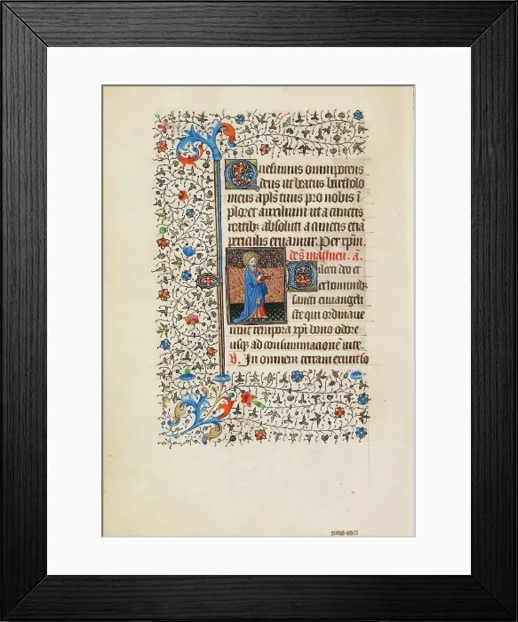 Framed Print : Saint Matthew with a Book; Book of Hours, about 1440-1450. Creator: Workshop of the Bedford Master Framed Print : Saint Matthew with a Book; Book of Hours, about 1440-1450. Creator: Workshop of the Bedford Master
