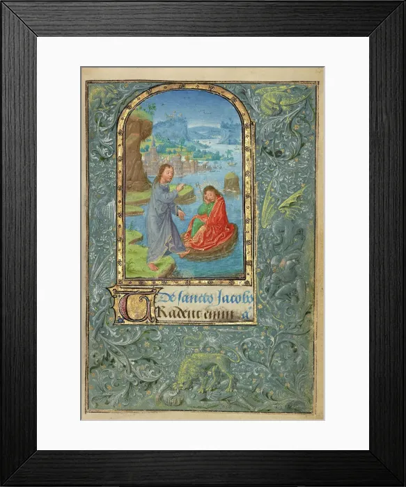 Framed Print : Christ Appearing to Saint James the Greater; Prayer Book of Charles the Bold, 1469. Creator: Lieven van Lathem Framed Print : Christ Appearing to Saint James the Greater; Prayer Book of Charles the Bold, 1469. Creator: Lieven van Lathem
