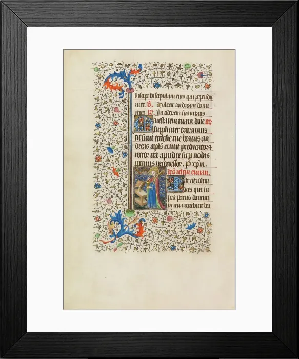 Framed Print : Saint John the Evangelist with the Poisoned Chalice; Book of Hours, about 1440-1450. Creator: Workshop of the Bedford Master Framed Print : Saint John the Evangelist with the Poisoned Chalice; Book of Hours, about 1440-1450. Creator: Workshop of the Bedford Master