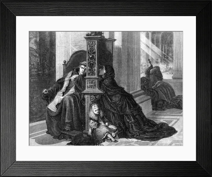 Framed Print : A Confession, by R. Lehmann, in the exhibition of the Royal Academy, 1872. Creator: Unknown Framed Print : A Confession, by R. Lehmann, in the exhibition of the Royal Academy, 1872. Creator: Unknown