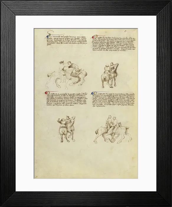 Framed Print : Unarmed Equestrian Combat, about 1410. Creator: Unknown Framed Print : Unarmed Equestrian Combat, about 1410. Creator: Unknown