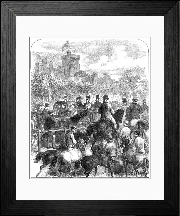 Framed Print : The Queen at the Agricultural Society's Show in the Home Park, Windsor: judging the horses, 1872. Creator: Unknown Framed Print : The Queen at the Agricultural Society's Show in the Home Park, Windsor: judging the horses, 1872. Creator: Unknown