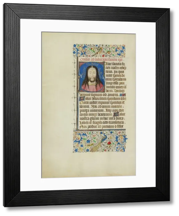 Framed Print : Initial S: The Face of Christ; Llangattock Hours, 1450s. Creator: Master of the Llangattock Hours Framed Print : Initial S: The Face of Christ; Llangattock Hours, 1450s. Creator: Master of the Llangattock Hours