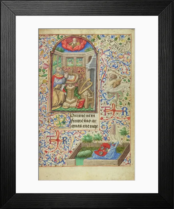 Framed Print : David in Prayer; Hours of Simon de Varie, 1455. Creator: Dunois Master Framed Print : David in Prayer; Hours of Simon de Varie, 1455. Creator: Dunois Master
