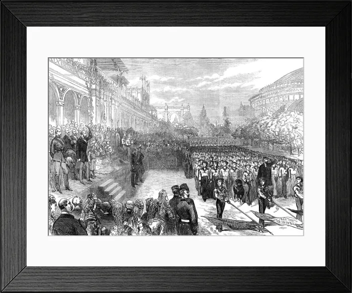 Framed Print : Review of drilled schools by the Prince and Princess of Wales, Horticultural Society's Gardens, 1872 Creator: Unknown Framed Print : Review of drilled schools by the Prince and Princess of Wales, Horticultural Society's Gardens, 1872 Creator: Unknown