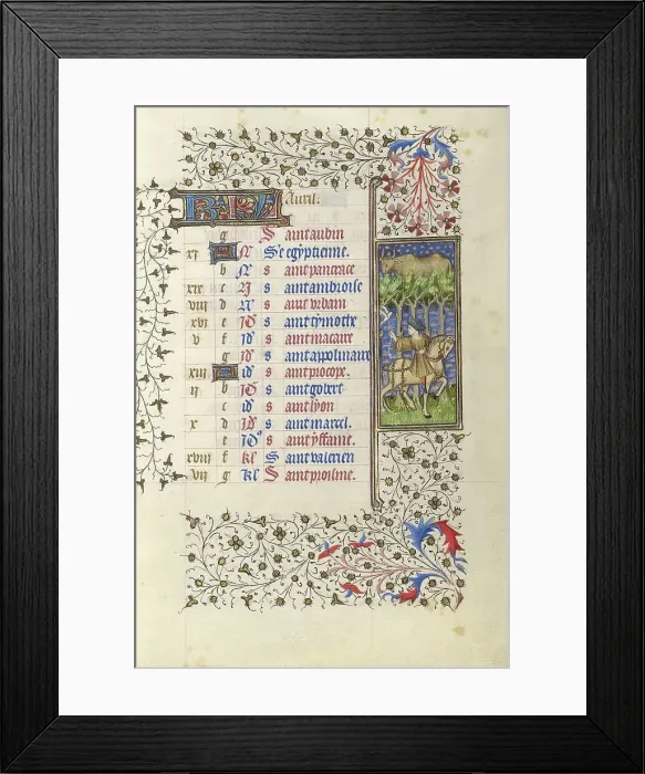 Framed Print : A Man Hawking; Book of Hours, about 1415-1420. Creator: Workshop of the Master of the Rohan Hours Framed Print : A Man Hawking; Book of Hours, about 1415-1420. Creator: Workshop of the Master of the Rohan Hours
