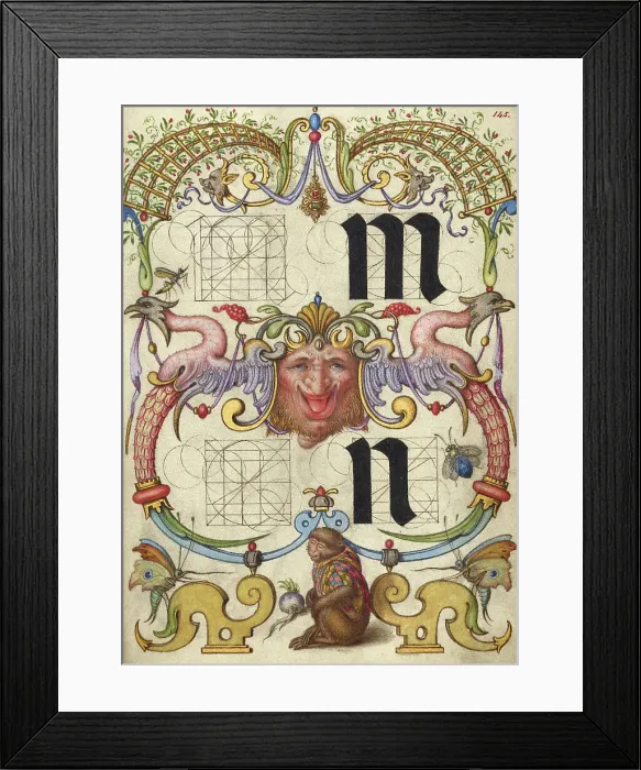 Framed Print : Guide for Constructing the Letters m and n; Mira calligraphiae monumenta, about 1591-1596. Creator: Joris Hoefnagel Framed Print : Guide for Constructing the Letters m and n; Mira calligraphiae monumenta, about 1591-1596. Creator: Joris Hoefnagel