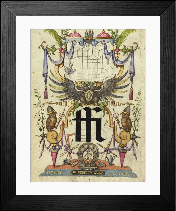 Framed Print : Guide for Constructing the Ligature ffi; Mira calligraphiae monumenta, about 1591-1596. Creator: Joris Hoefnagel Framed Print : Guide for Constructing the Ligature ffi; Mira calligraphiae monumenta, about 1591-1596. Creator: Joris Hoefnagel