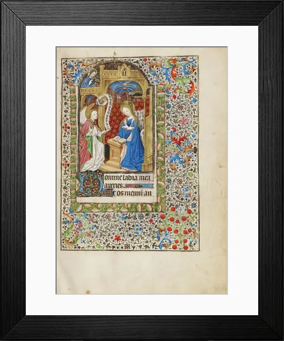 Framed Print : The Annunciation; Book of Hours, about 1440-1450. Creator: Workshop of the Bedford Master Framed Print : The Annunciation; Book of Hours, about 1440-1450. Creator: Workshop of the Bedford Master