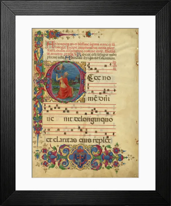 Framed Print : Initial E: David Lifting up His Soul to God, about 1455-1461. Creator: Franco dei Russi Framed Print : Initial E: David Lifting up His Soul to God, about 1455-1461. Creator: Franco dei Russi