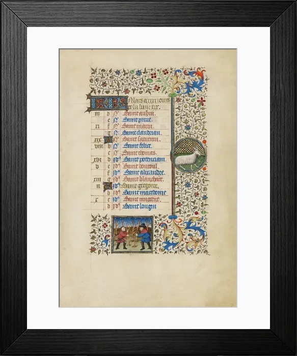 Framed Print : March Calendar Page: Pruning Trees: Aries; Book of Hours, about 1440-1450. Creator: Workshop of the Bedford Master Framed Print : March Calendar Page: Pruning Trees: Aries; Book of Hours, about 1440-1450. Creator: Workshop of the Bedford Master