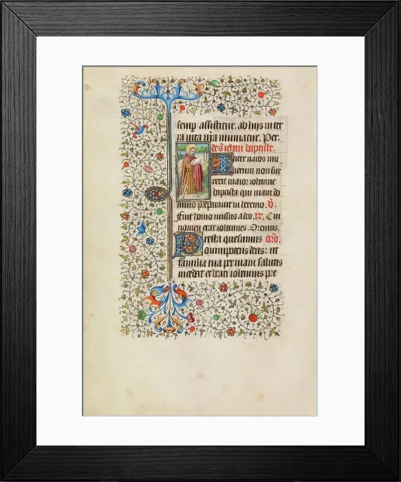 Framed Print : Saint John the Baptist with the Lamb of God; Book of Hours, about 1440-1450. Creator: Workshop of the Bedford Master Framed Print : Saint John the Baptist with the Lamb of God; Book of Hours, about 1440-1450. Creator: Workshop of the Bedford Master