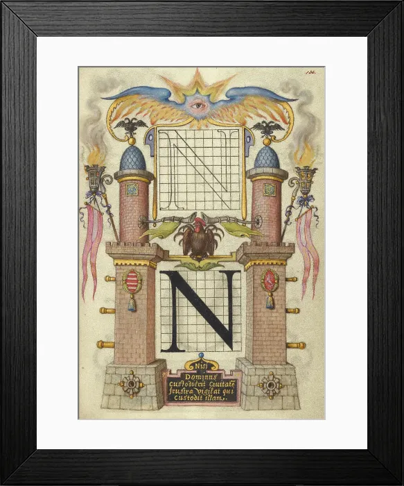 Framed Print : Guide for Constructing the Letter N; Mira calligraphiae monumenta, about 1591-1596. Creator: Joris Hoefnagel Framed Print : Guide for Constructing the Letter N; Mira calligraphiae monumenta, about 1591-1596. Creator: Joris Hoefnagel