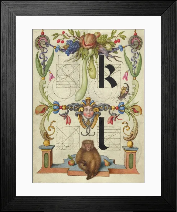 Framed Print : Guide for Constructing the Letters k and l; Mira calligraphiae monumenta, about 1591-1596. Creator: Joris Hoefnagel Framed Print : Guide for Constructing the Letters k and l; Mira calligraphiae monumenta, about 1591-1596. Creator: Joris Hoefnagel