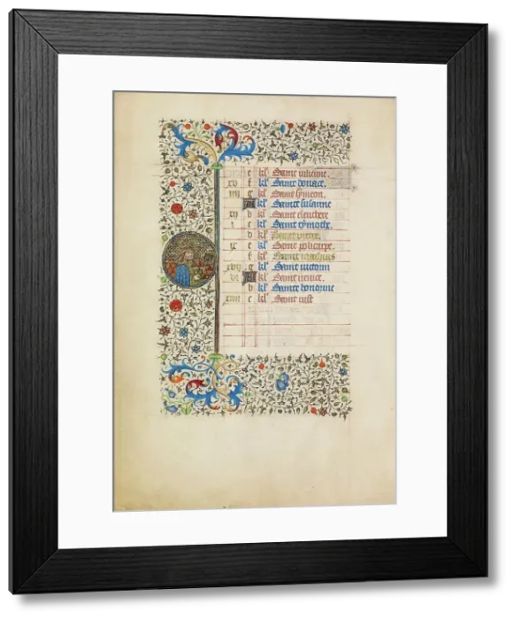 Framed Print : February Calendar Page: Saint Peter with key; Book of Hours, about 1440-1450. Creator: Workshop of the Bedford Master Framed Print : February Calendar Page: Saint Peter with key; Book of Hours, about 1440-1450. Creator: Workshop of the Bedford Master