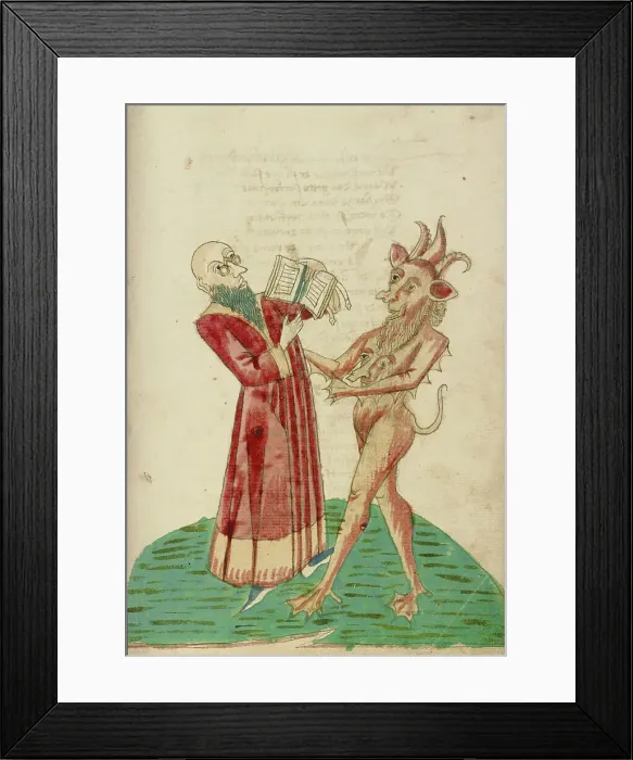 Framed Print : Theodas with the Book of Magic and the Devil, 1469. Creator: Unknown Framed Print : Theodas with the Book of Magic and the Devil, 1469. Creator: Unknown