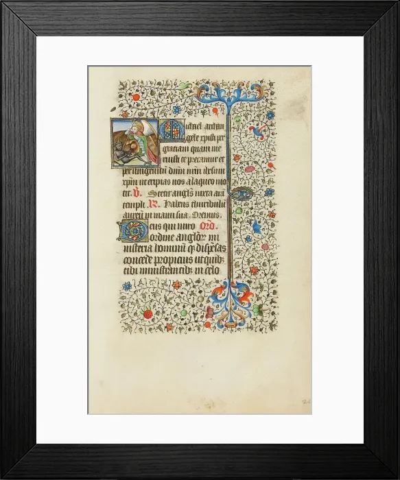 Framed Print : Saint Michael Battling the Devil; Book of Hours, about 1440-1450. Creator: Workshop of the Bedford Master Framed Print : Saint Michael Battling the Devil; Book of Hours, about 1440-1450. Creator: Workshop of the Bedford Master