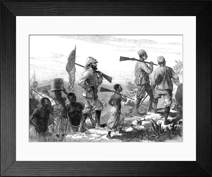 Framed Print : The Finding of Dr. Livingstone: Mr. Stanley and his retinue in Africa, 1872. Creator: Unknown Framed Print : The Finding of Dr. Livingstone: Mr. Stanley and his retinue in Africa, 1872. Creator: Unknown