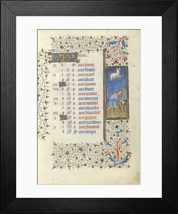 Framed Print : A Man Pruning Vines; Book of Hours, about 1415-1420. Creator: Workshop of the Master of the Rohan Hours Framed Print : A Man Pruning Vines; Book of Hours, about 1415-1420. Creator: Workshop of the Master of the Rohan Hours